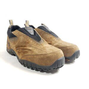 Wolverine Womens Size 7.5 Steel Toe Slip-On Shoes Brown Suede